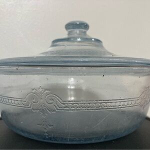 Vintage Fire King Blue Clear Glass Casserole Dish